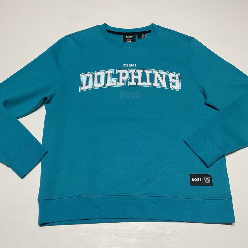 NWT Sold Out HUGO BOSS MIAMI DOLPHINS SWEATSHIRT Teal Size XL